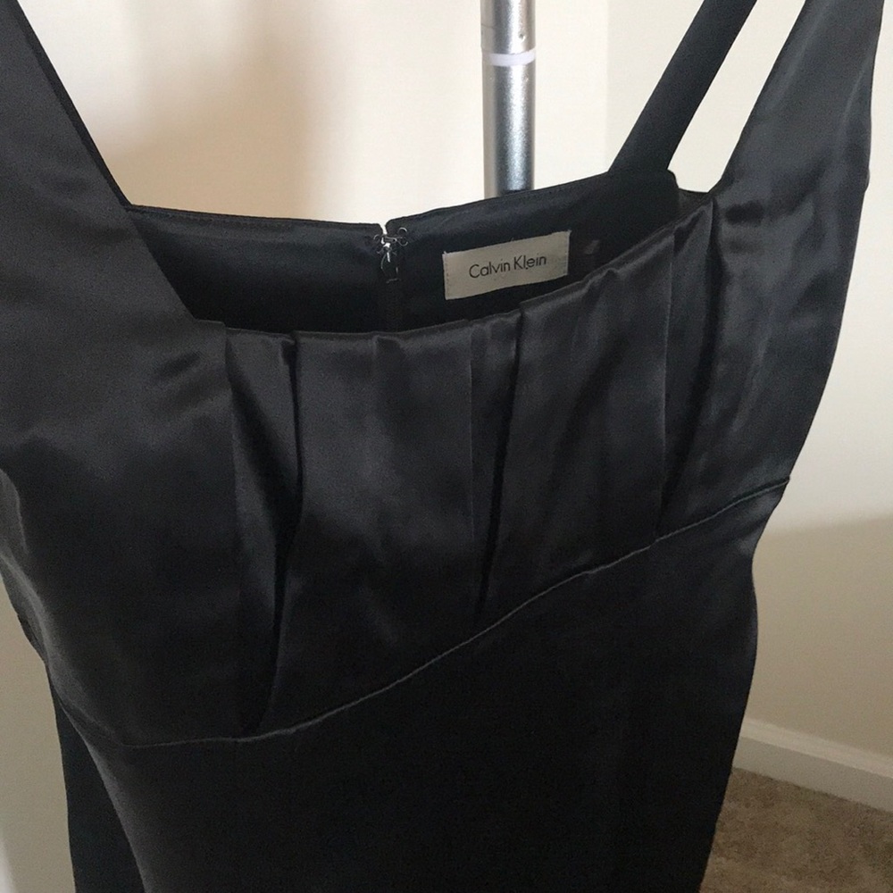 Calvin Klein black satin cocktail dress